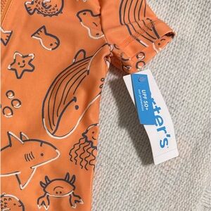 Carter's Orange Romper with Sea Life Print